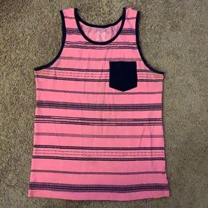 men’s pink striped tank top